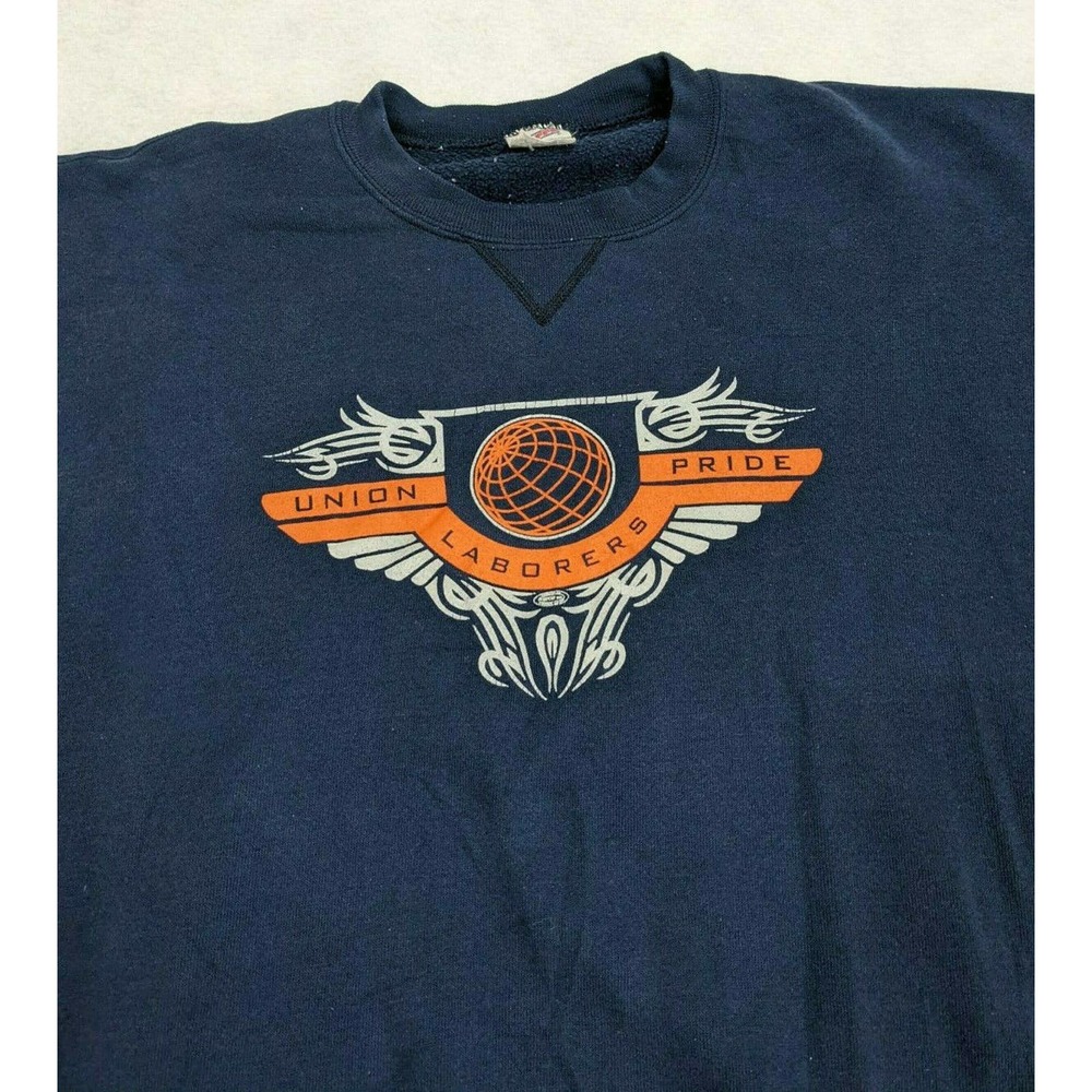 Union Pride Laborers Crewneck Sweatshirt XL Extra Large USA Made Navy Blue - Picture 4 of 8